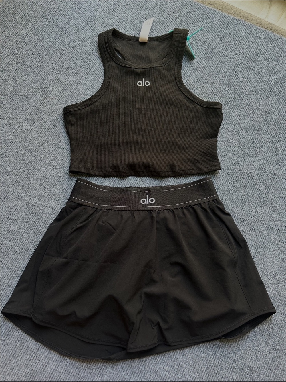 ALO Yoga Black Athletic Shorts with Logo Waistband